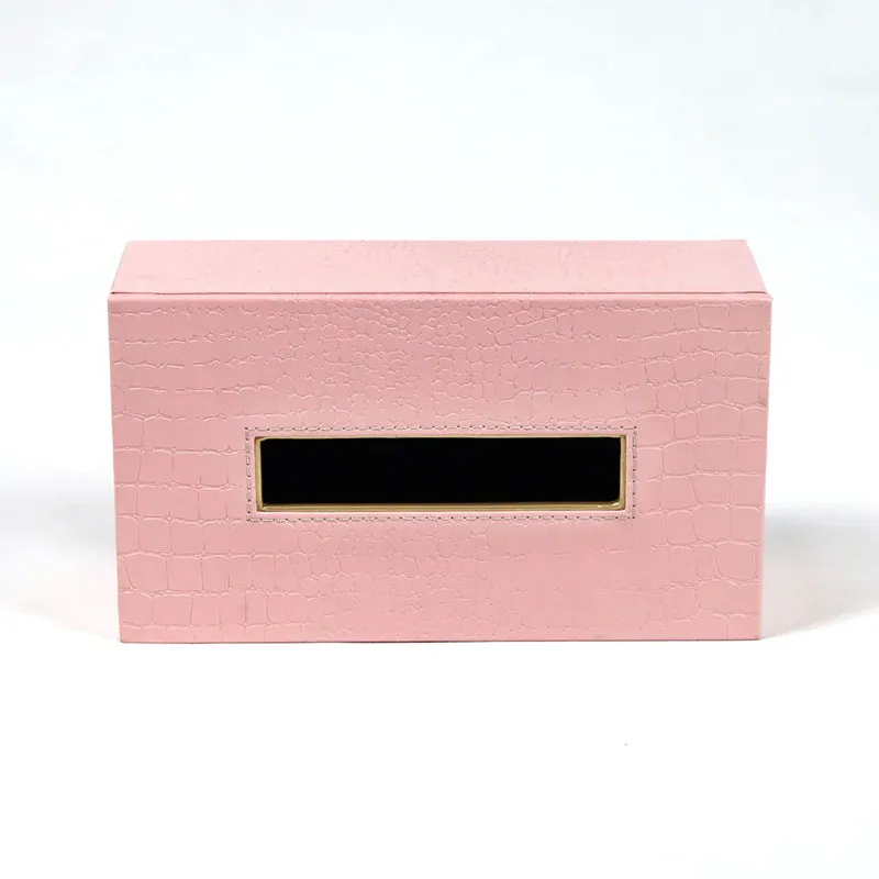 Elvan Faux Leather Tissue Holder - Pink media 4