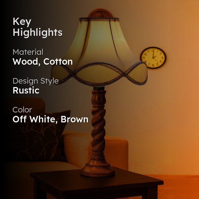 Elvane Zyra Wooden Table Lamp - OffWhite media 2