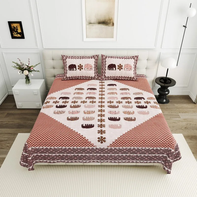 Rajsi Rang Cotton Bedsheet (Peach) - 160 TC media 1