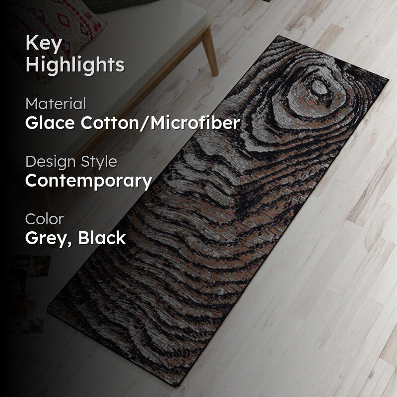 Alvis Abstract Micro Fiber Runner Rug - Grey media 2