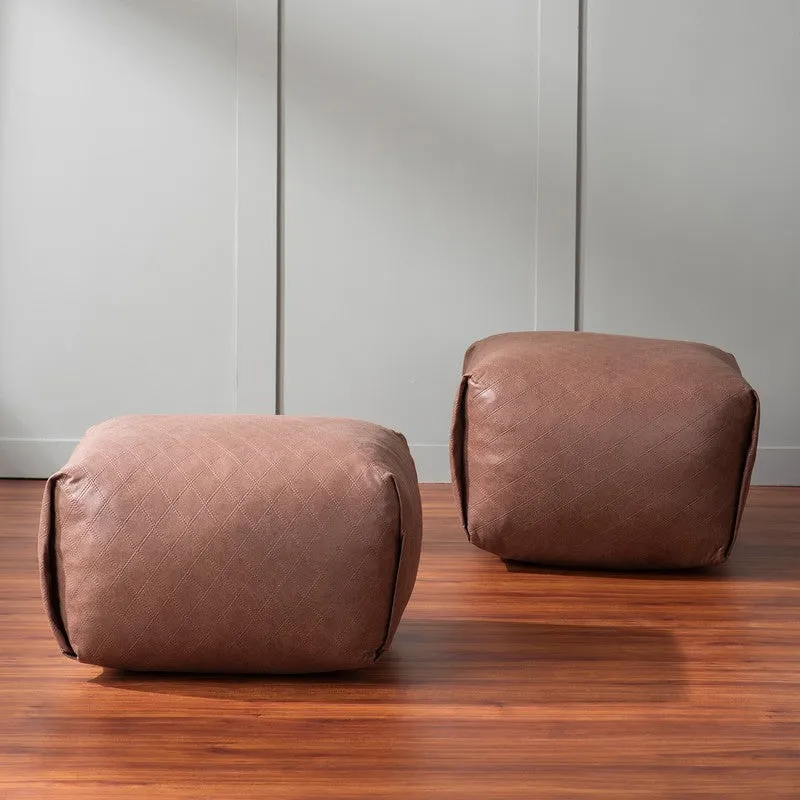 Light Utility Pouffe (Brown) - Set Of Two media 1