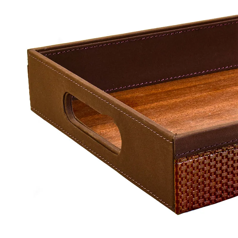 Trivox Faux Leather Serving Tray (Brown) - Set Of Two media 7