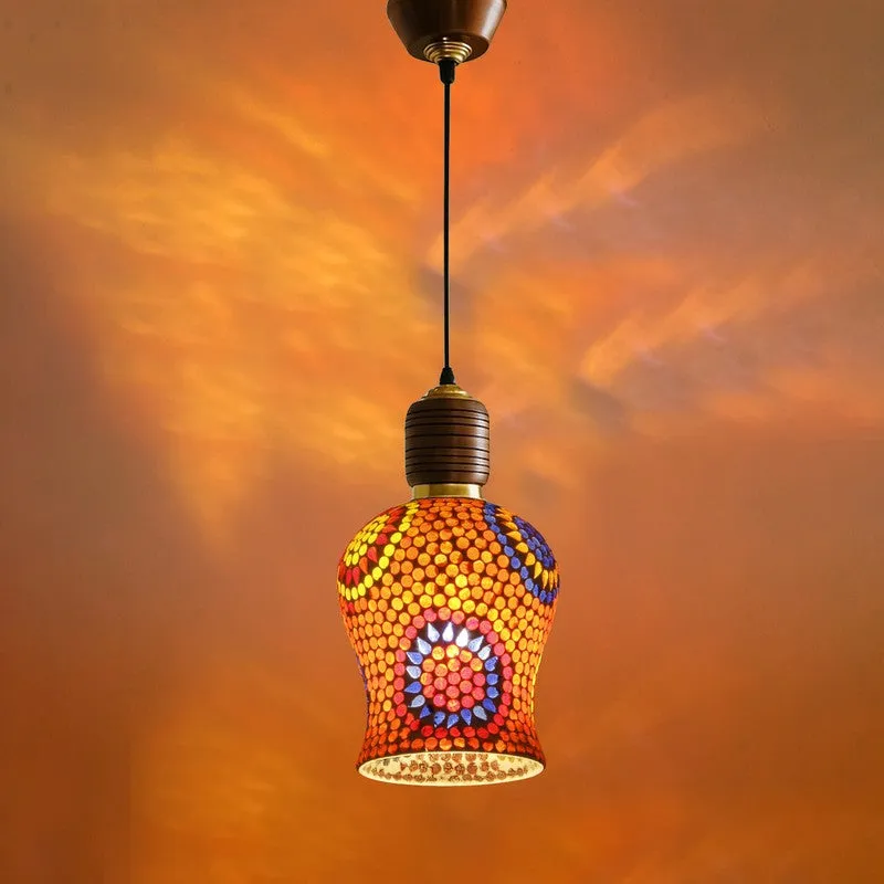 Mosaic Bell Pendant Wooden Ceiling Lamp media 7