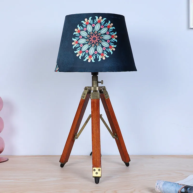 Toile Fold Printed Tripod Mango Wood Table Lamp - Multicolor media 3