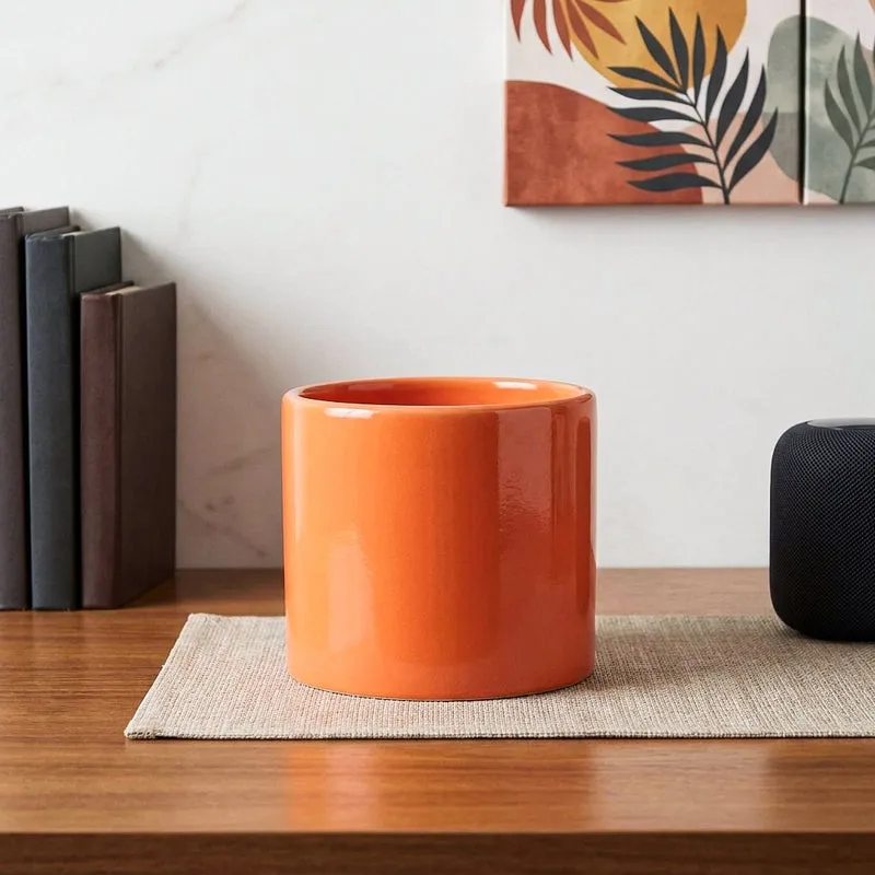 Ugaoo Pipe Orange Ceramic Pot media 1