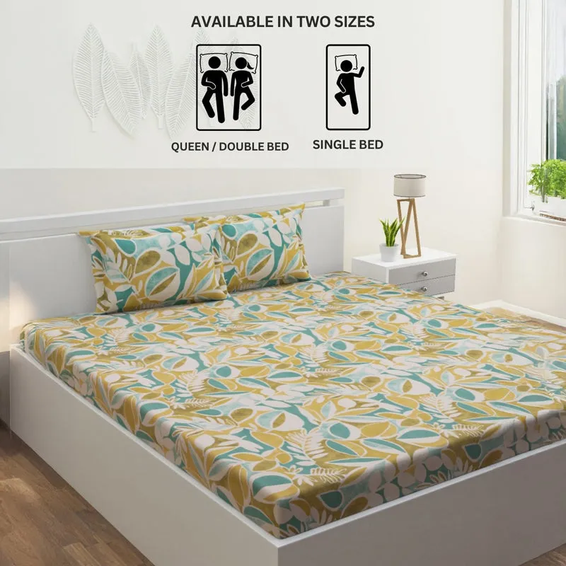 Spa Florals Cotton Bedsheet (Green) - 144 TC media 11