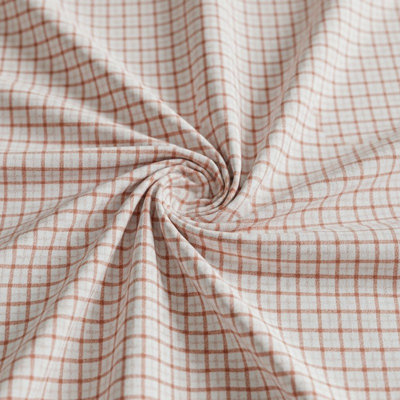 Mizomeen Checkered Printed Cotton Bedsheet (Peach) - 200 TC media 5
