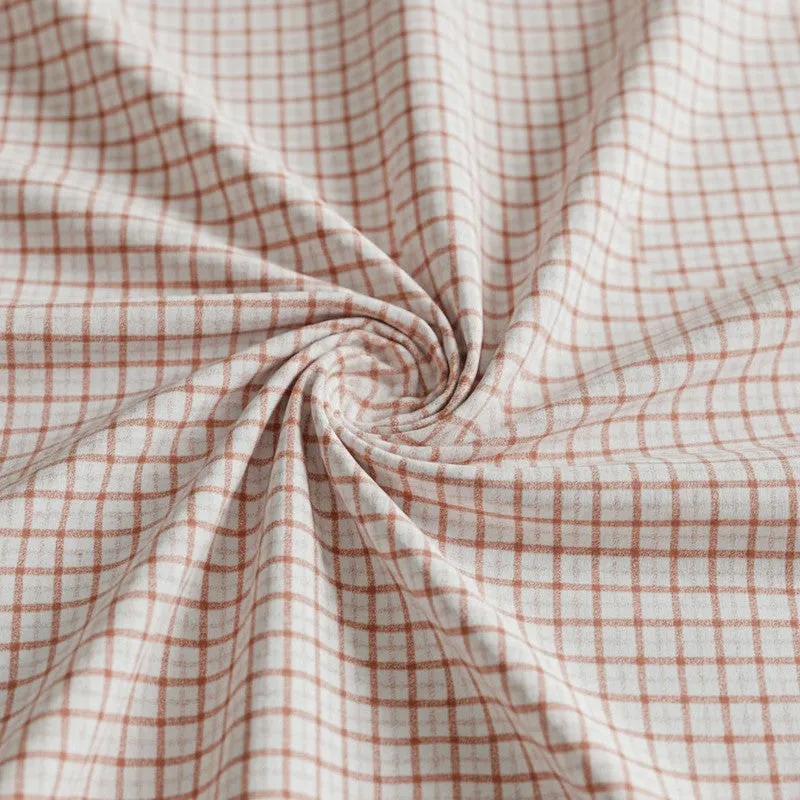 Mizomeen Checkered Printed Cotton Bedsheet (Peach) - 200 TC - 5
