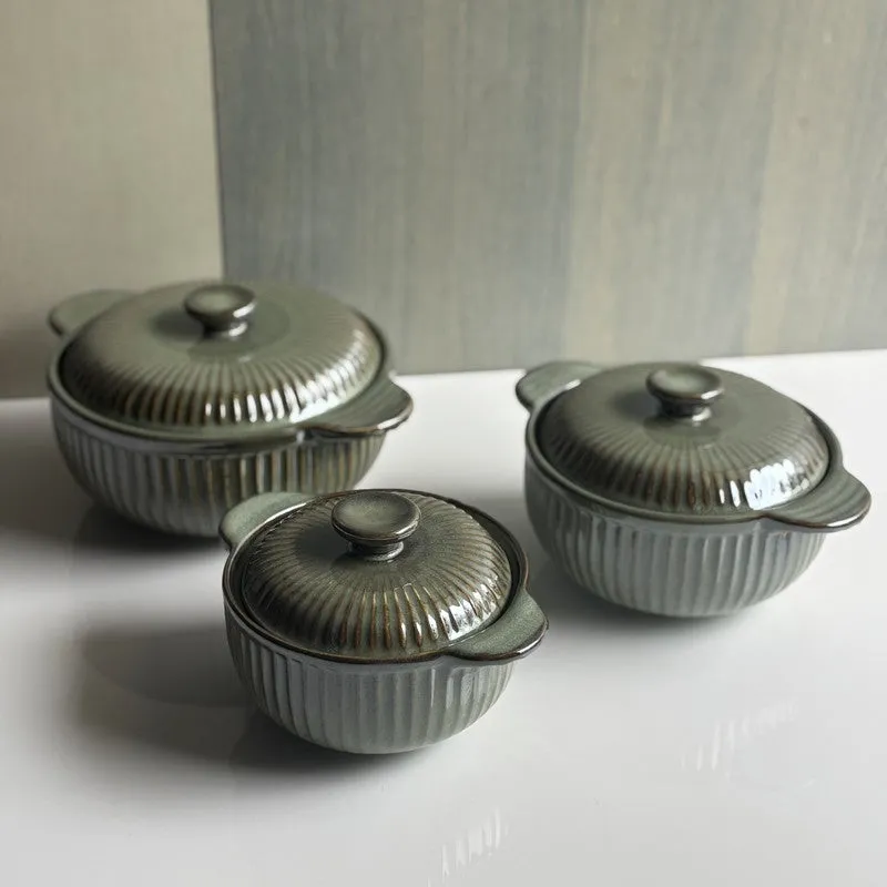 Olive Ceramic Casserole Set - Set of Three media 4