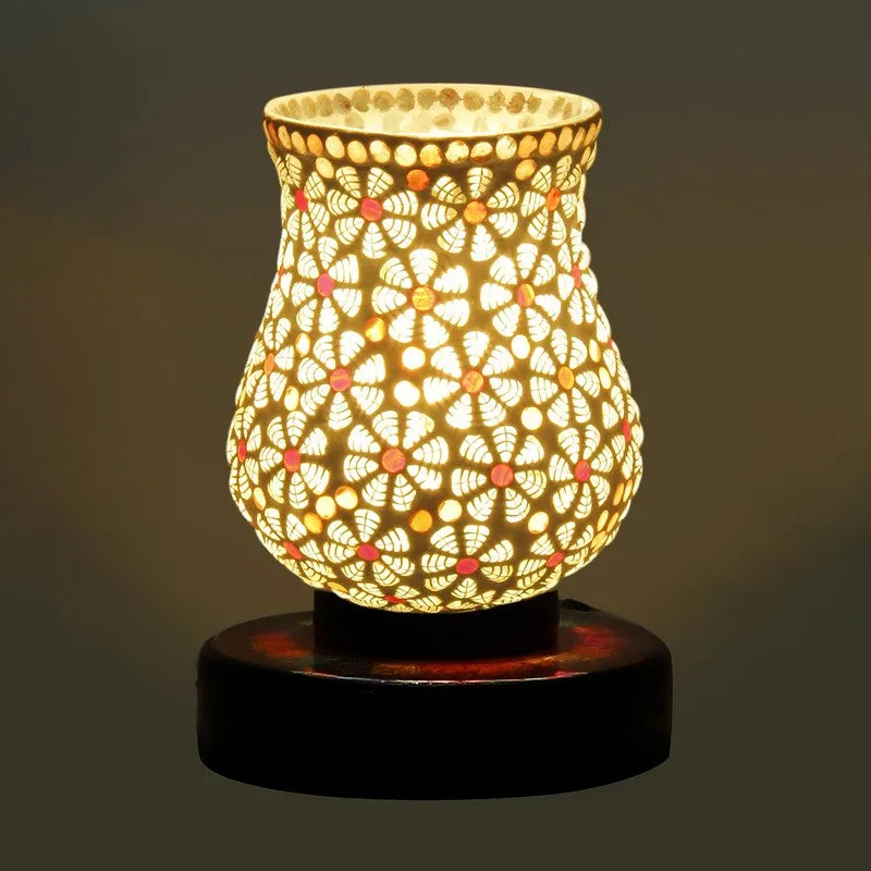 Mosaic Glass Table Lamp With Wooden Base - Multicolor media 6