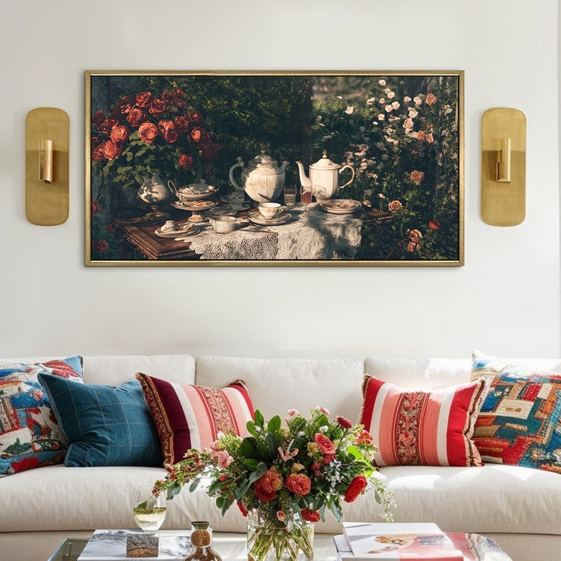 Garden Tea Canvas Wall Painting With Frame