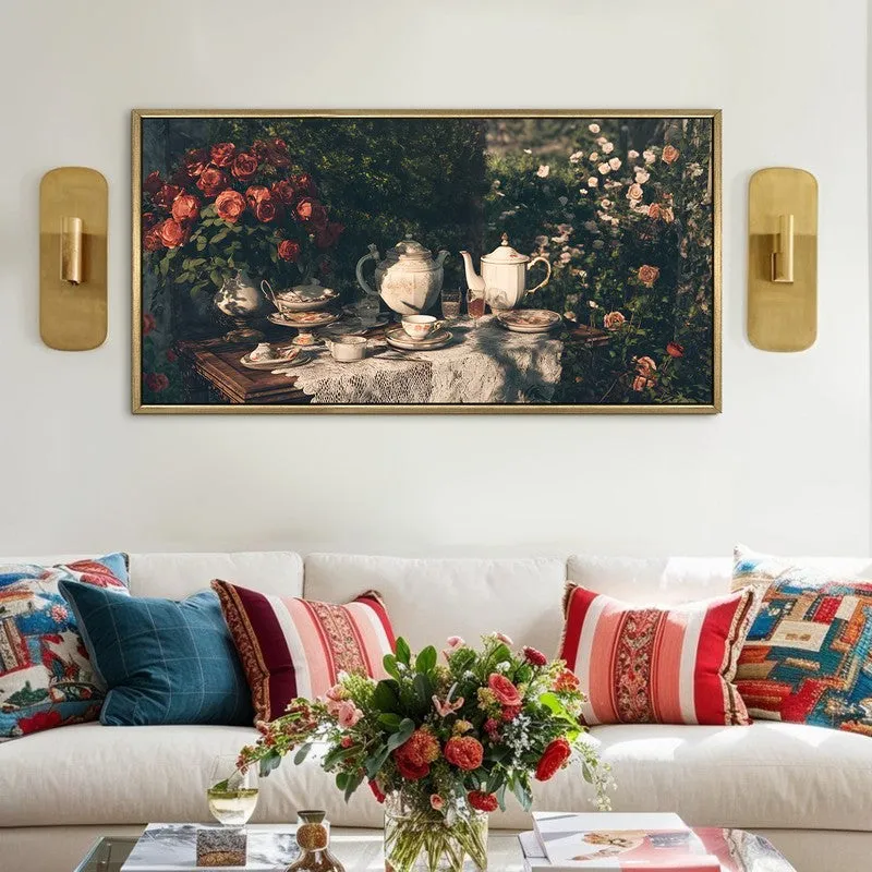 Garden Tea Canvas Wall Painting With Frame media 1