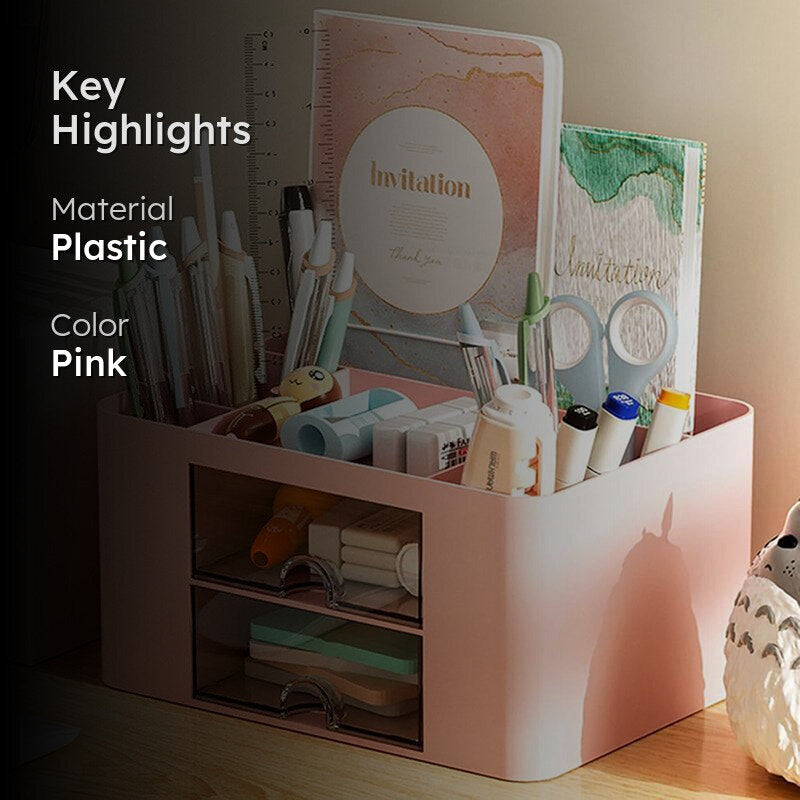 Space Ace Plastic Desk Organiser - Pink media 2
