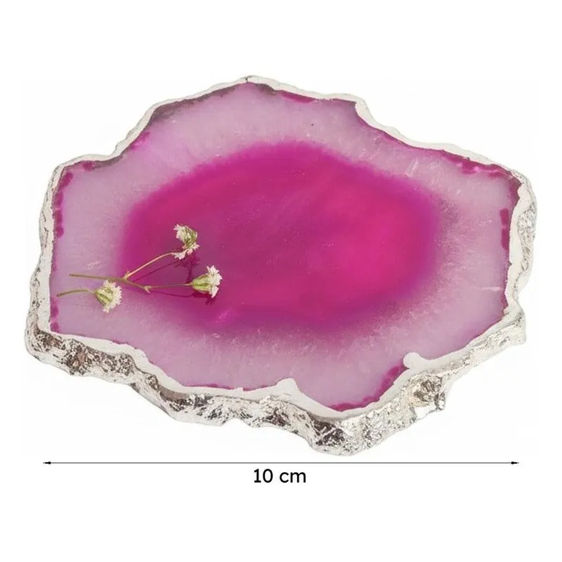 Suzzaine Handcrafted Brazilian Agate Coaster (Pink) - Set Of Two media 5