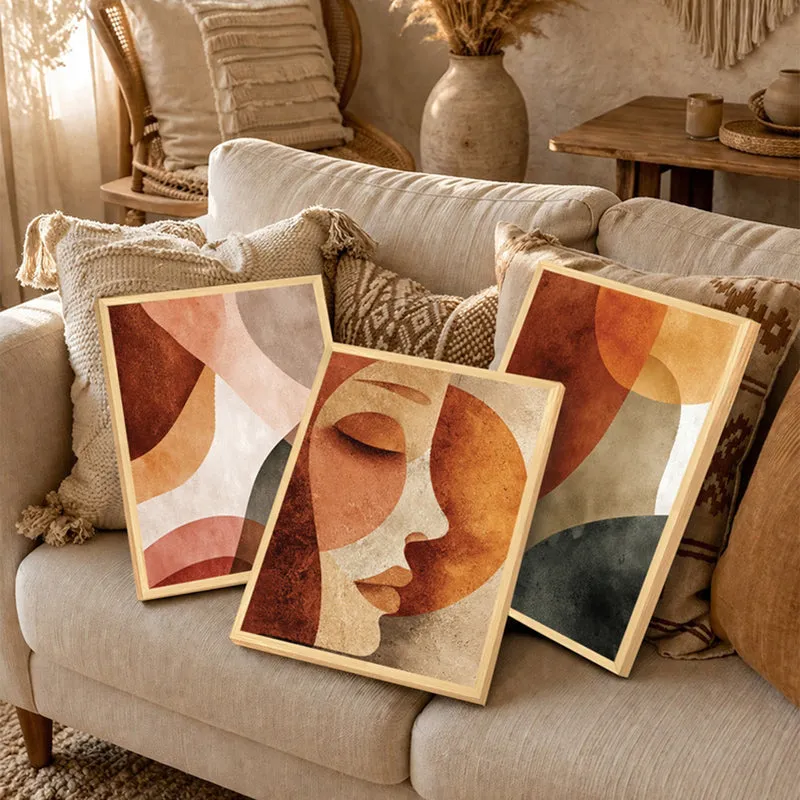 Noctra Abstract Face Wall Art With Frame - Set Of Three media 4