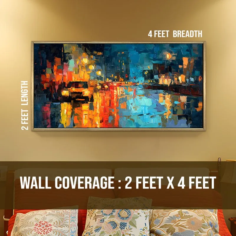 Neon Reflections Canvas Wall Painting With Frame media 8