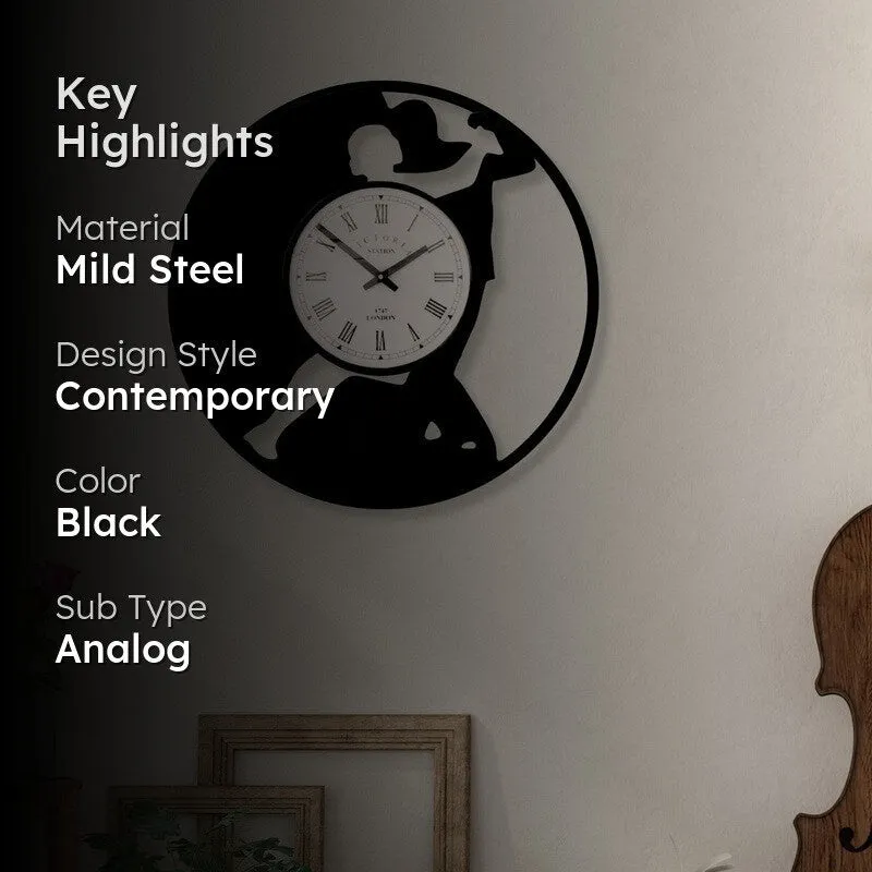 Charm Steel Analog Wall Clock - Black media 2
