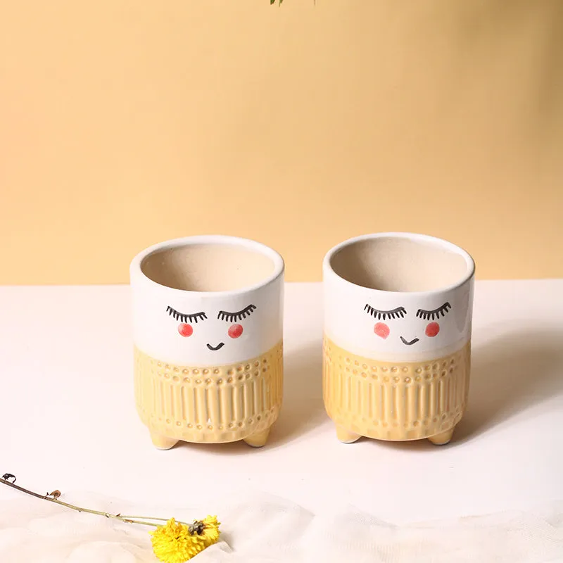 Plant Pal Ceramic Planter - Yellow media 4