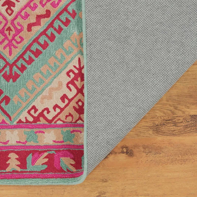 Loreth Hand Tufted Ethnic Wool & Nylon Carpet - Pink media 6