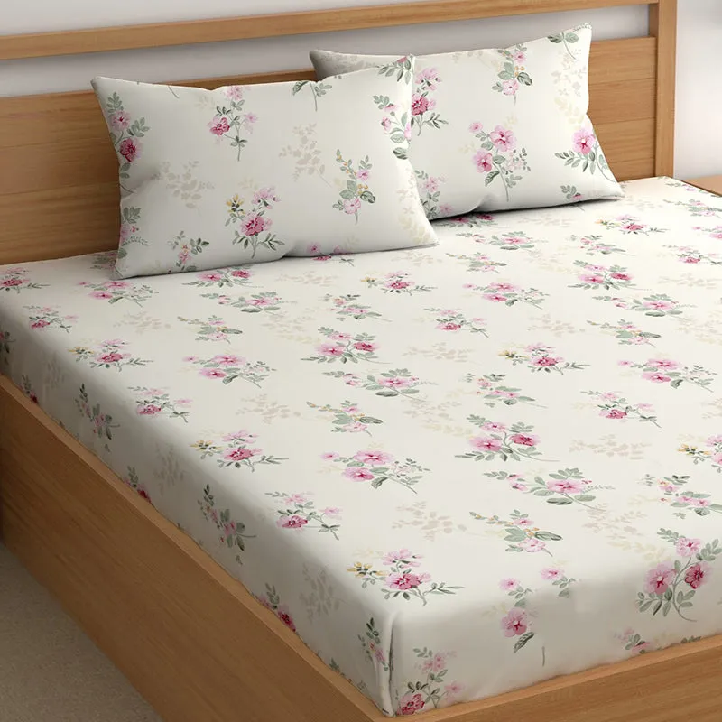 Misty Flora II Microfiber Bedsheet (Grey) - 150 GSM media 4