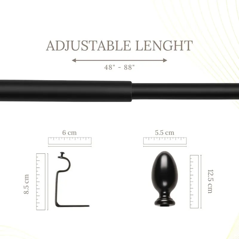 Tessera Extendable 1" Single Curtain Rod With Oval Finial & Brackets media 5
