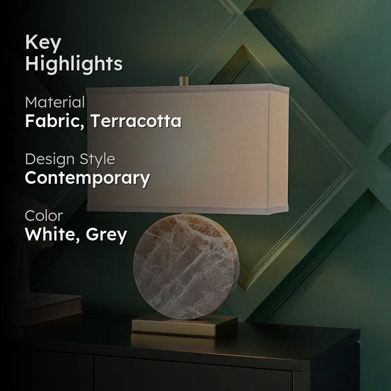 AarviDecor Marlow Classic Fabric Table Lamp - Grey media 2