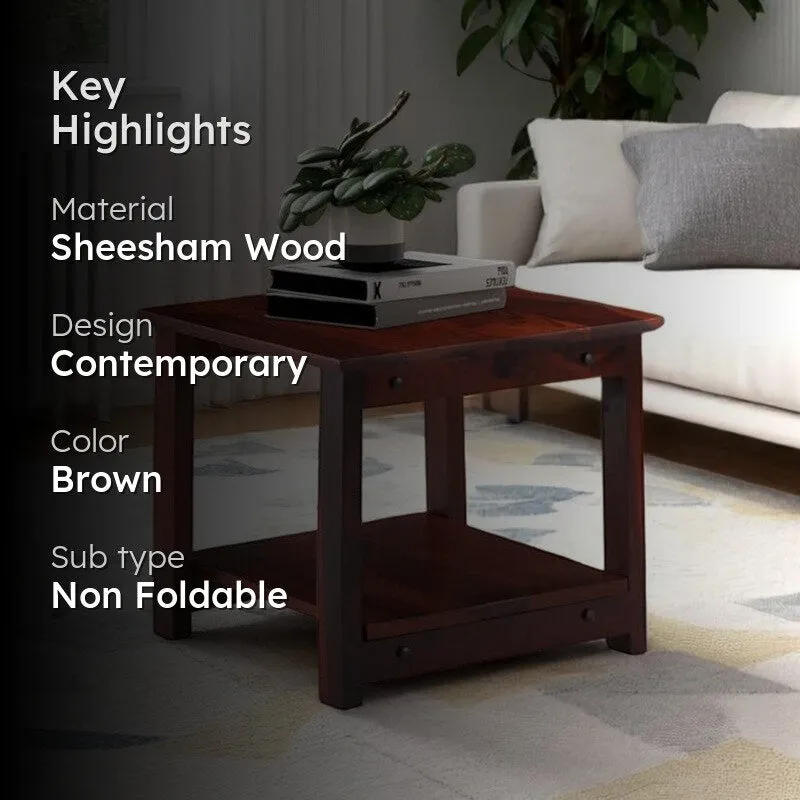 Yavex Sheesham Wooden Center Table - Dark Brown media 2