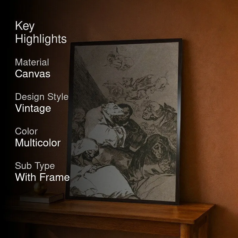 Styled room image with framed wall painting and key highlights text overlay