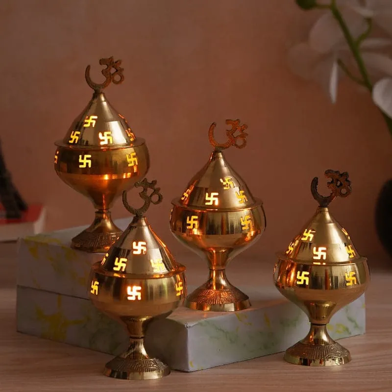 Rudrana Om Swastik Akhand Diya - Set Of Four media 1