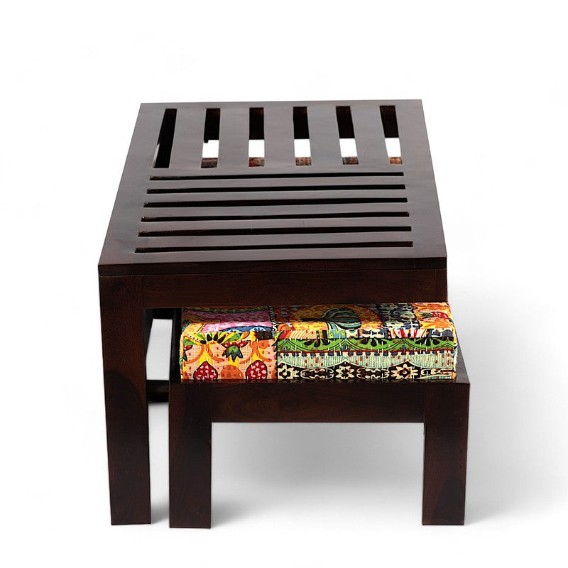 Zavro Sheesham Wooden Center Table with Stools (Deep Brown) - Five Piece Set media 6