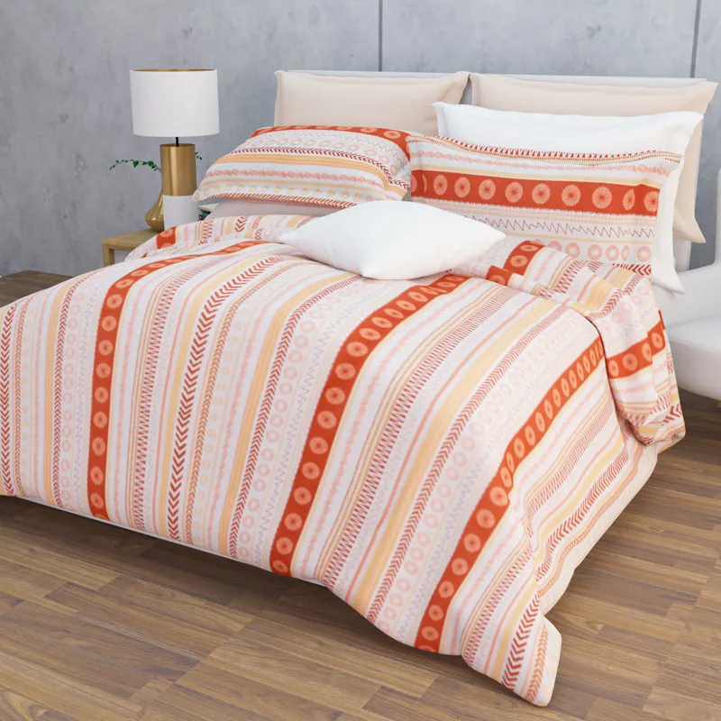 Florelle Strips Cotton Bedsheet (Orange) - 144 TC media 8