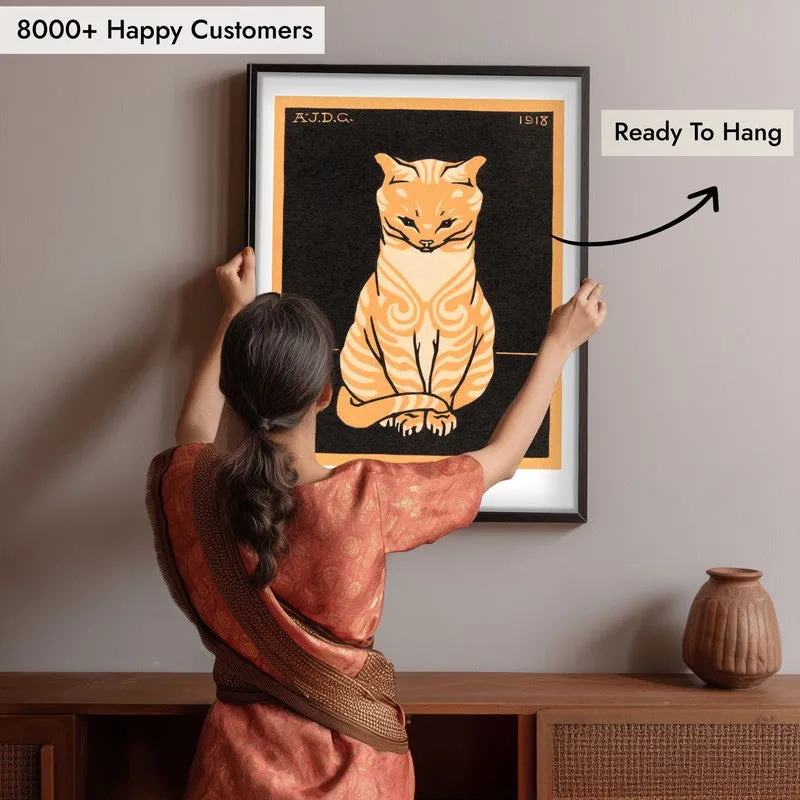 Sitting Cat Julie De Graag Archival Canvas Wall Painting - Black Frame media 6