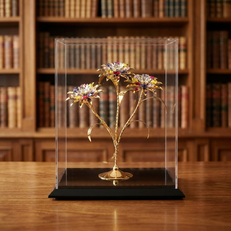 TriDaisy Elegance 24K Gold Plated Mild Steel Showpiece (Multicolor)