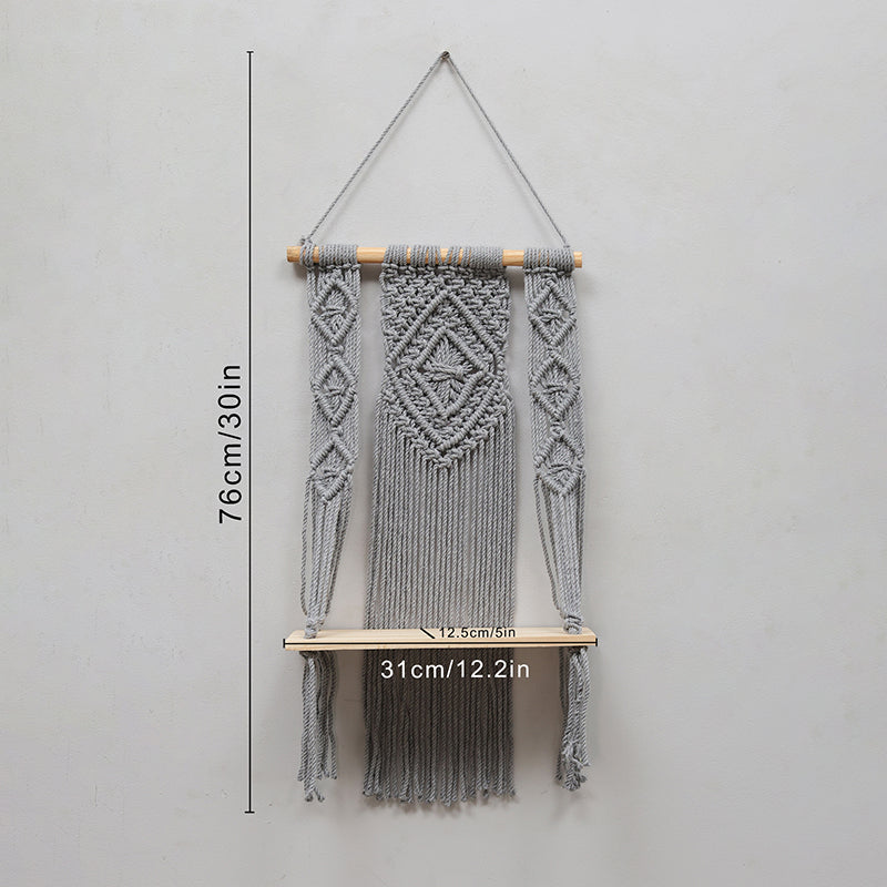 Knotix Macrame Wall Shelf - Grey media 7