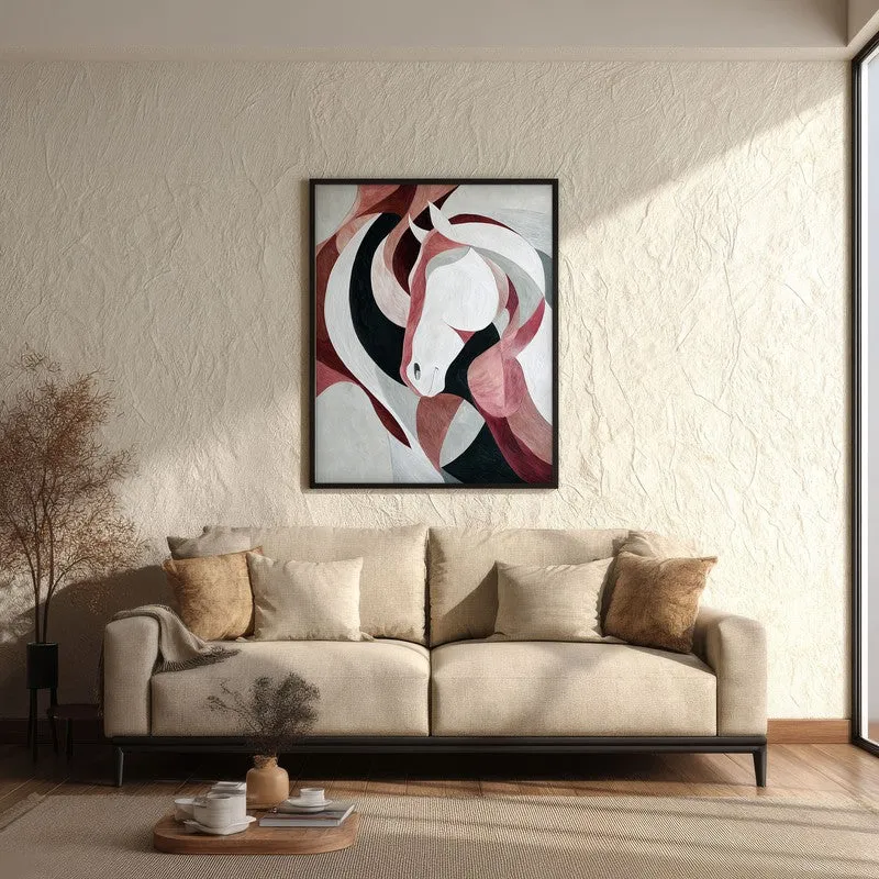 Ethereal Flow Horse Wall Painting With Black Frame media 3
