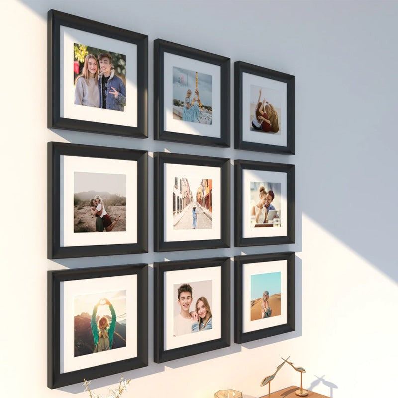 Maniya Black MDF Photo Frame - Set Of Nine