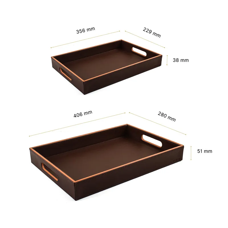 Tisca Faux Leather Serving Tray (Brown) - Set Of Two media 8