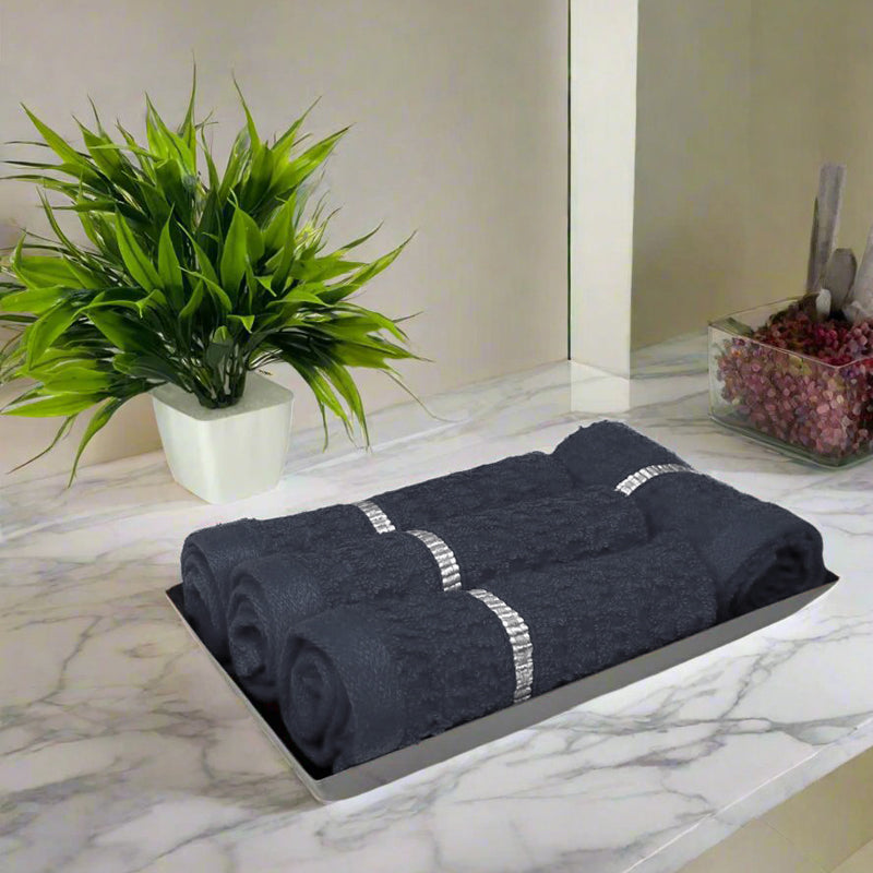 Junia Face Towel (Grey) - Set Of Four - 12 x 12 inch