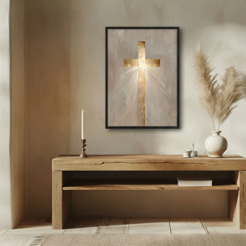 Cross of Faith Wall Painting With Black Frame media 1