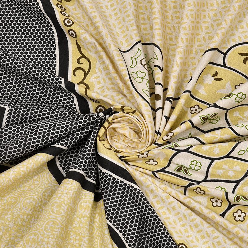 Kashish Comfort Ethnic Cotton Bedsheet (Yellow) - 150 TC media 5