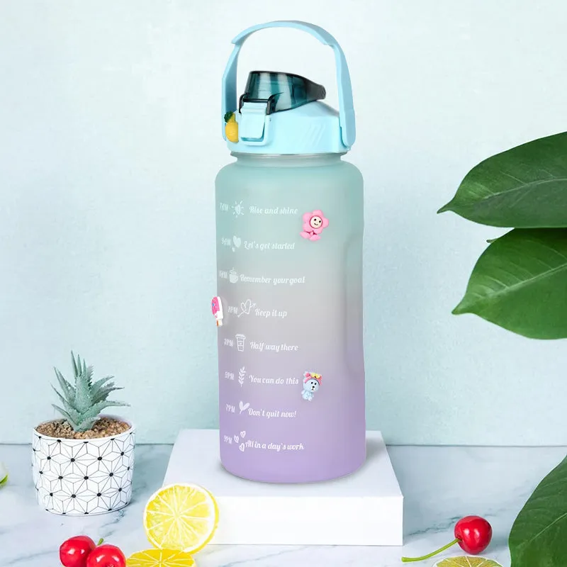 Ombre Sip Water Tumbler With Straw & Stickers (Blue,Purple) - 2 L media 1