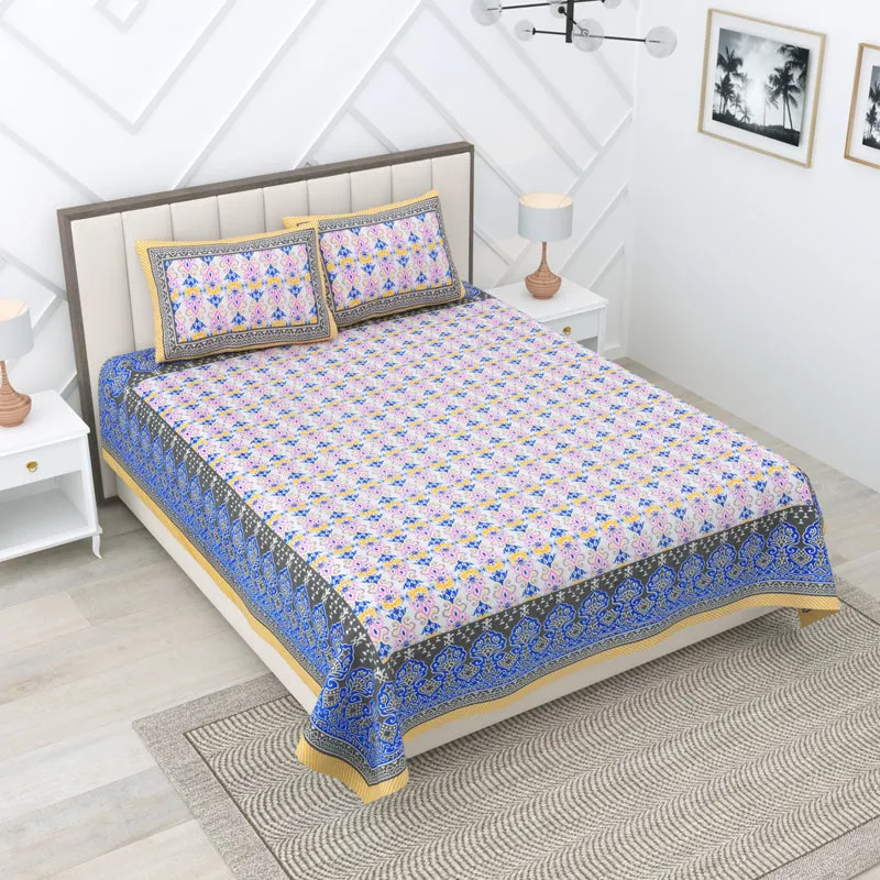 Rajni Cotton Bedsheet (Blue) - 180 TC media 1