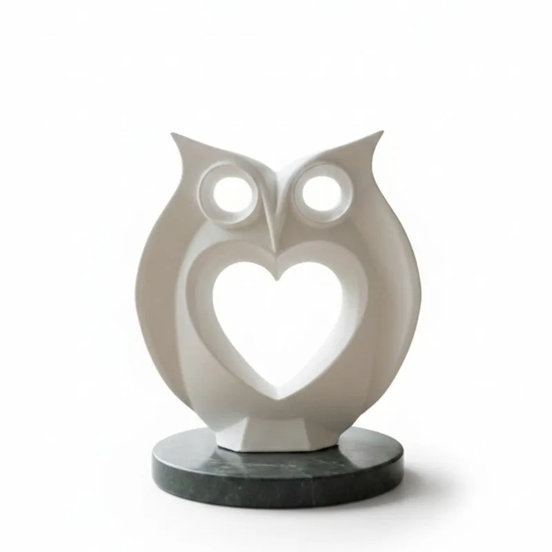 Heart Owl Resin Showpiece - White media 6