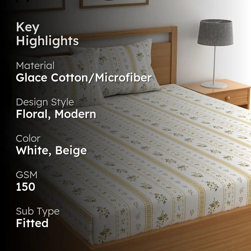 Holly Fitted Microfiber Microfiber Bedsheet (Yellow) - 150 GSM media 2