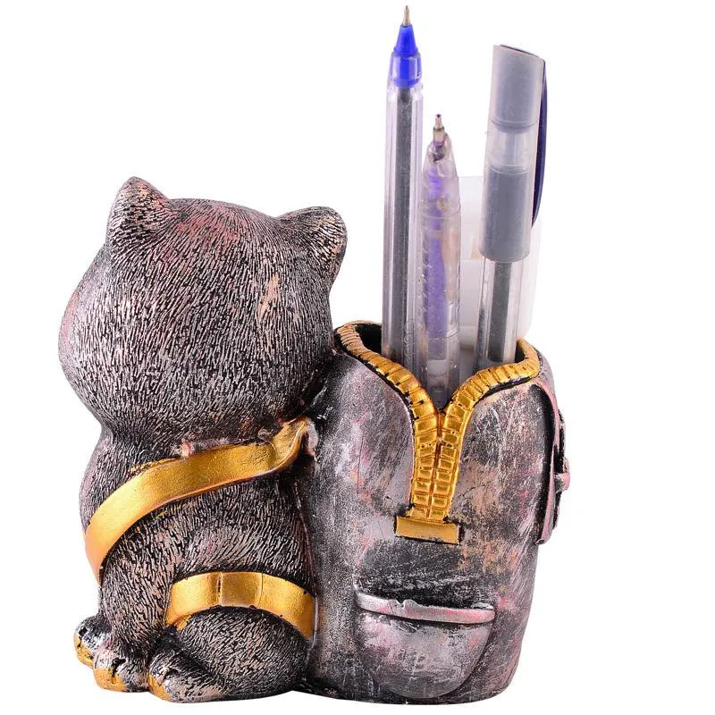 Meow & Mark Painted Polyresin Pen Stand - Copper media 5
