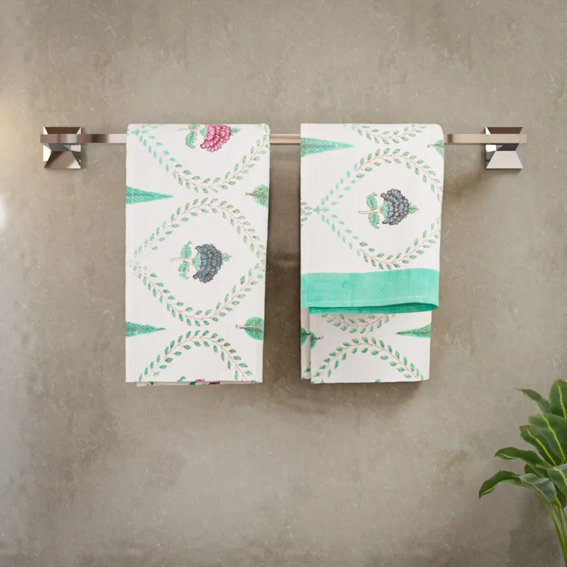 Desert Bloom Cotton Hand Towel (Sky Blue) - Set Of Two media 3