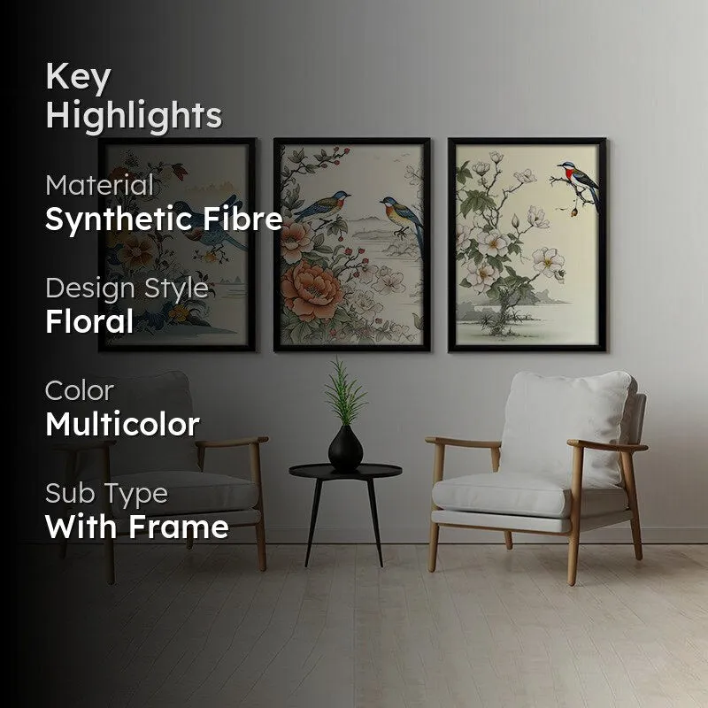 Whimsical Songbirds Wall Art With Frame - Set Of Three media 2