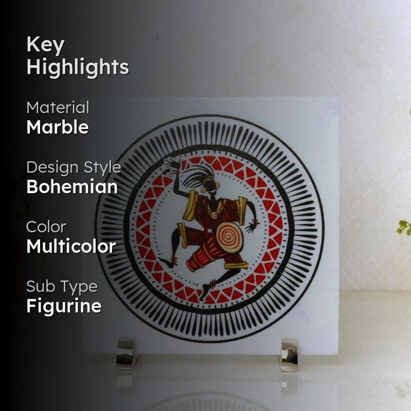 Tribal Dance Printed Marble Showpiece media 2