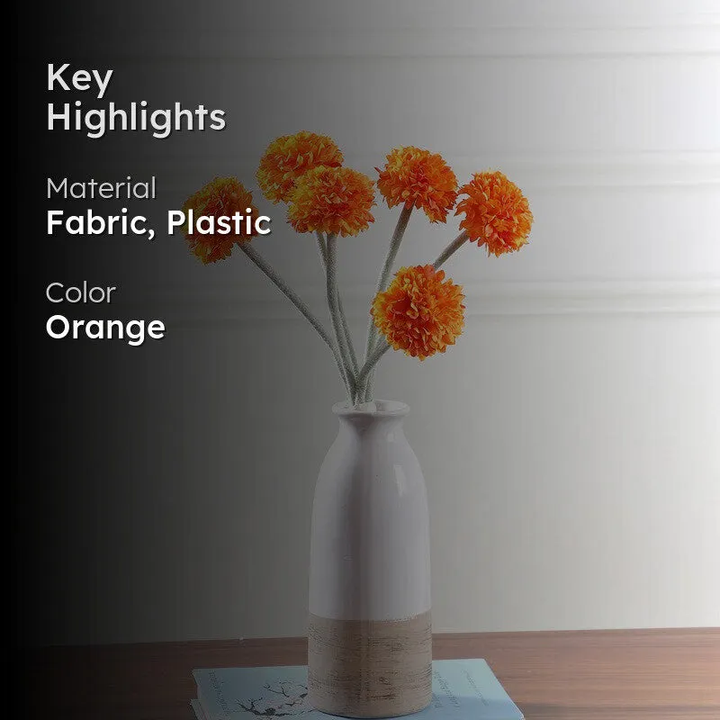 Pom Pom Mum Artificial Flower Stem - Orange media 2