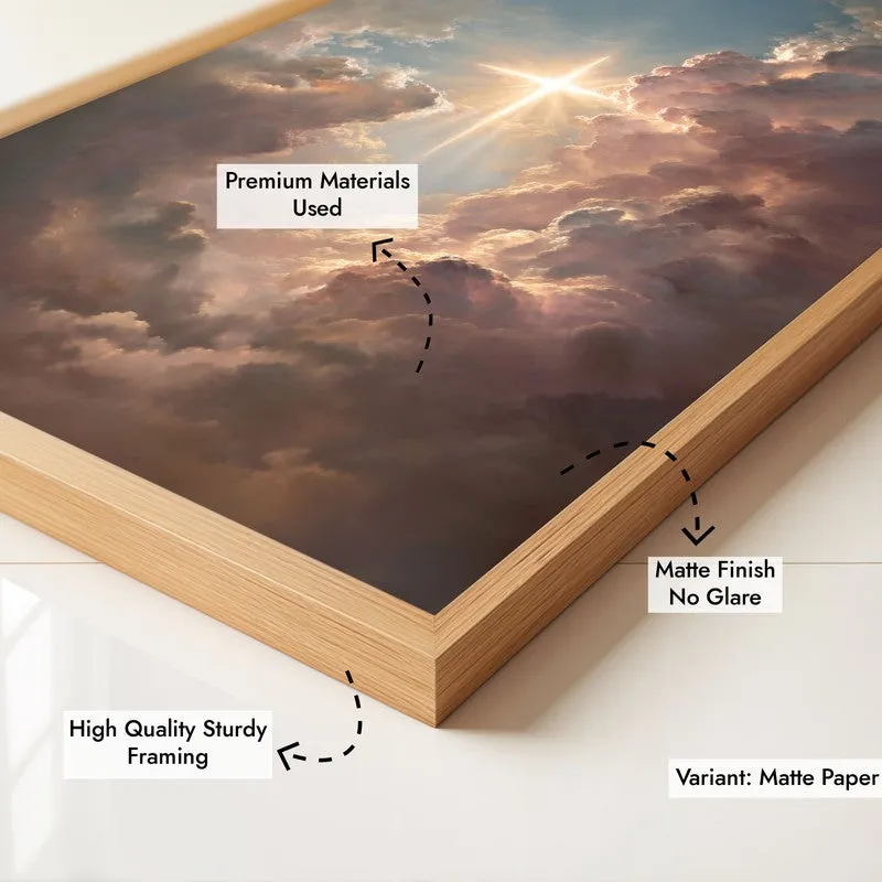 Celestial Sky Archival Paper Wall Painting With Brown Frame media 6